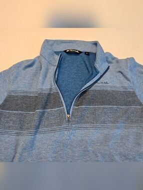 Travis Mathew Men's Blue Quarter-Zip Sweater Large